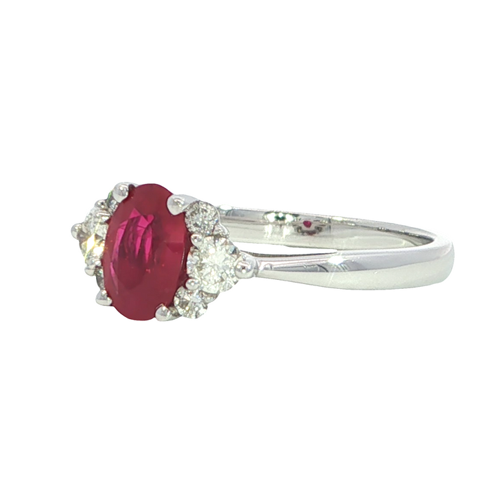 14k White Gold Oval Ruby Ring