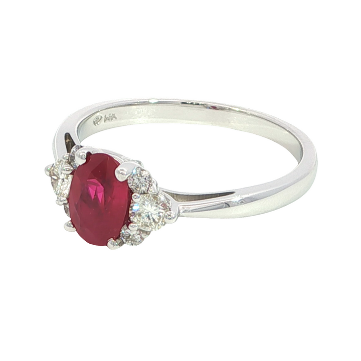 14k White Gold Oval Ruby Ring