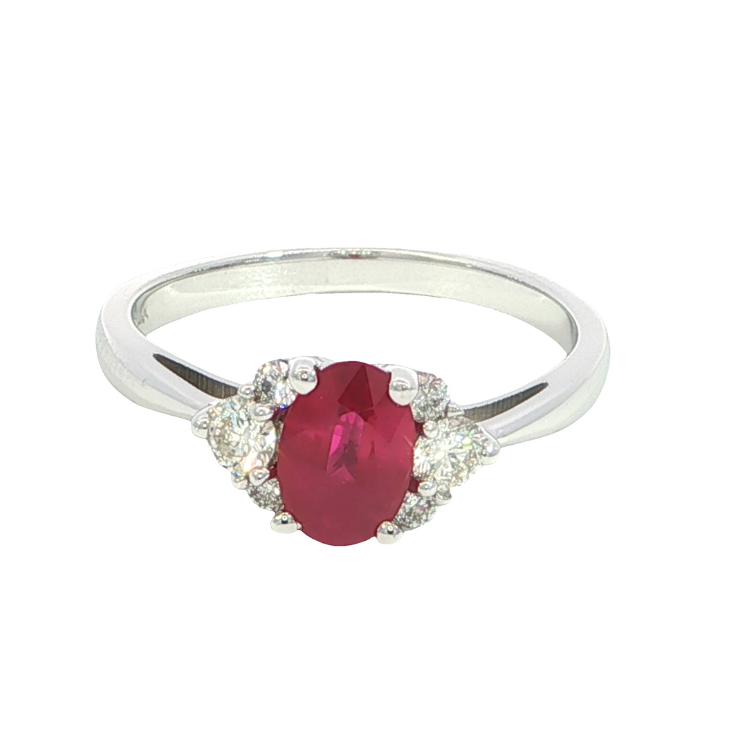 14k White Gold Oval Ruby Ring