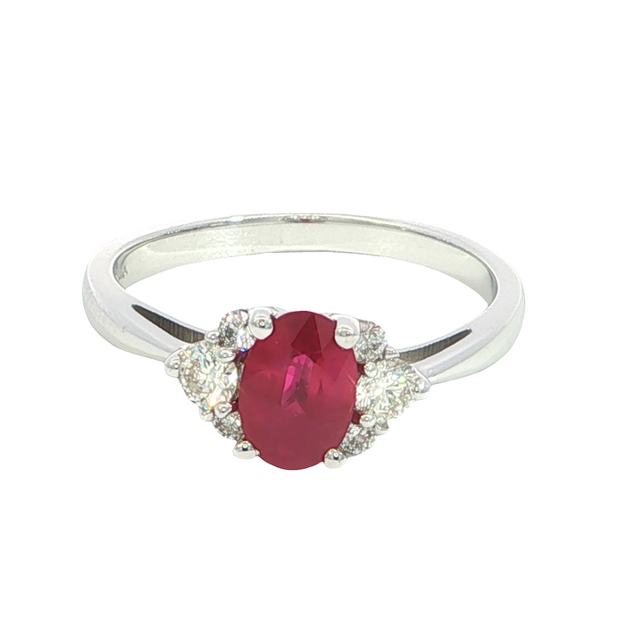 14k White Gold Oval Ruby Ring