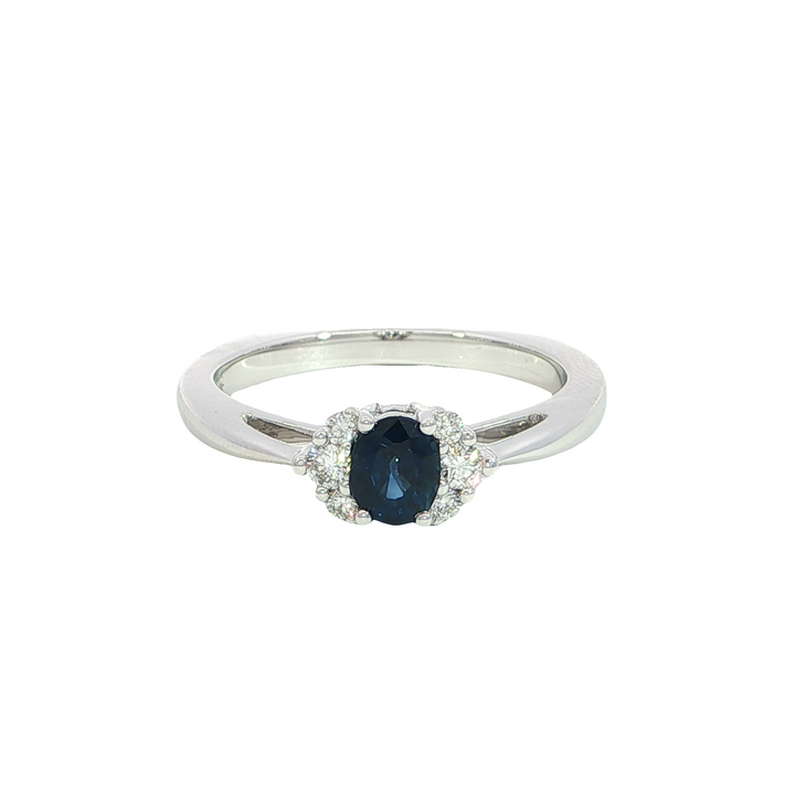 14k White Gold Oval Sapphire Ring