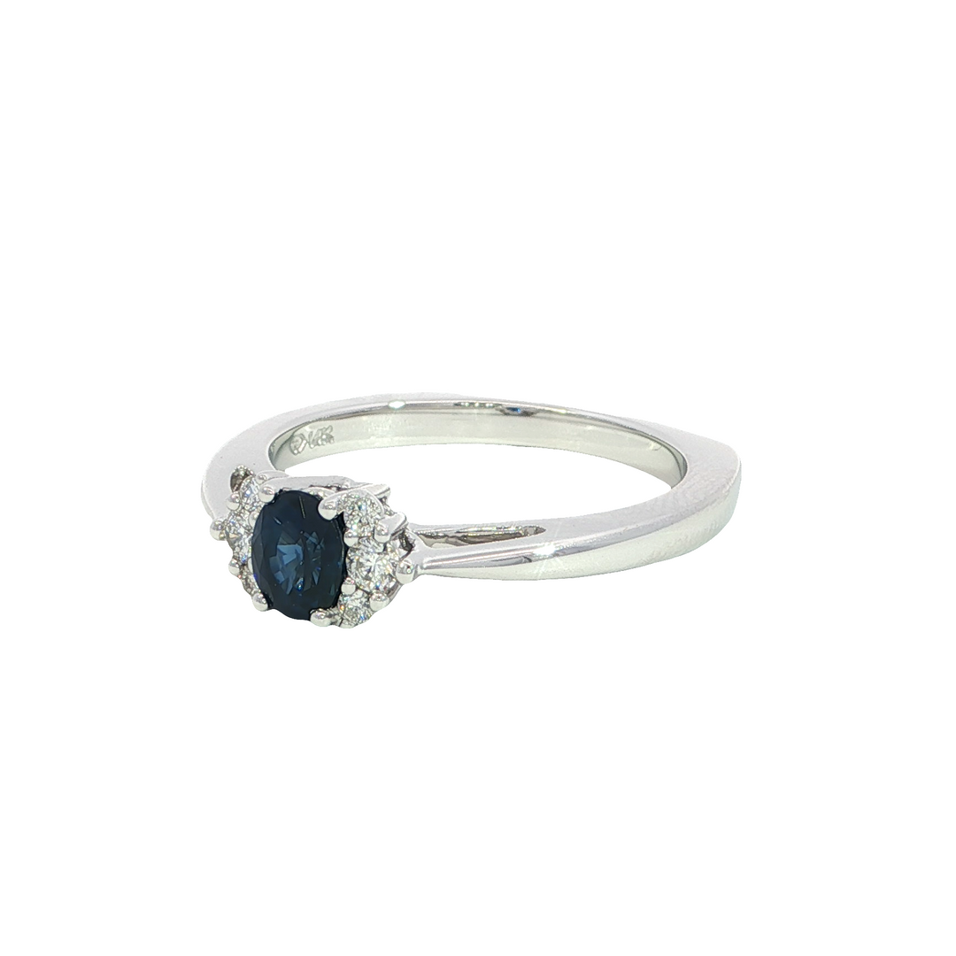 14k White Gold Oval Sapphire Ring