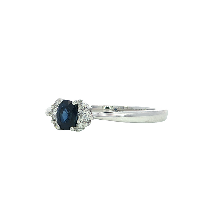 14k White Gold Oval Sapphire Ring