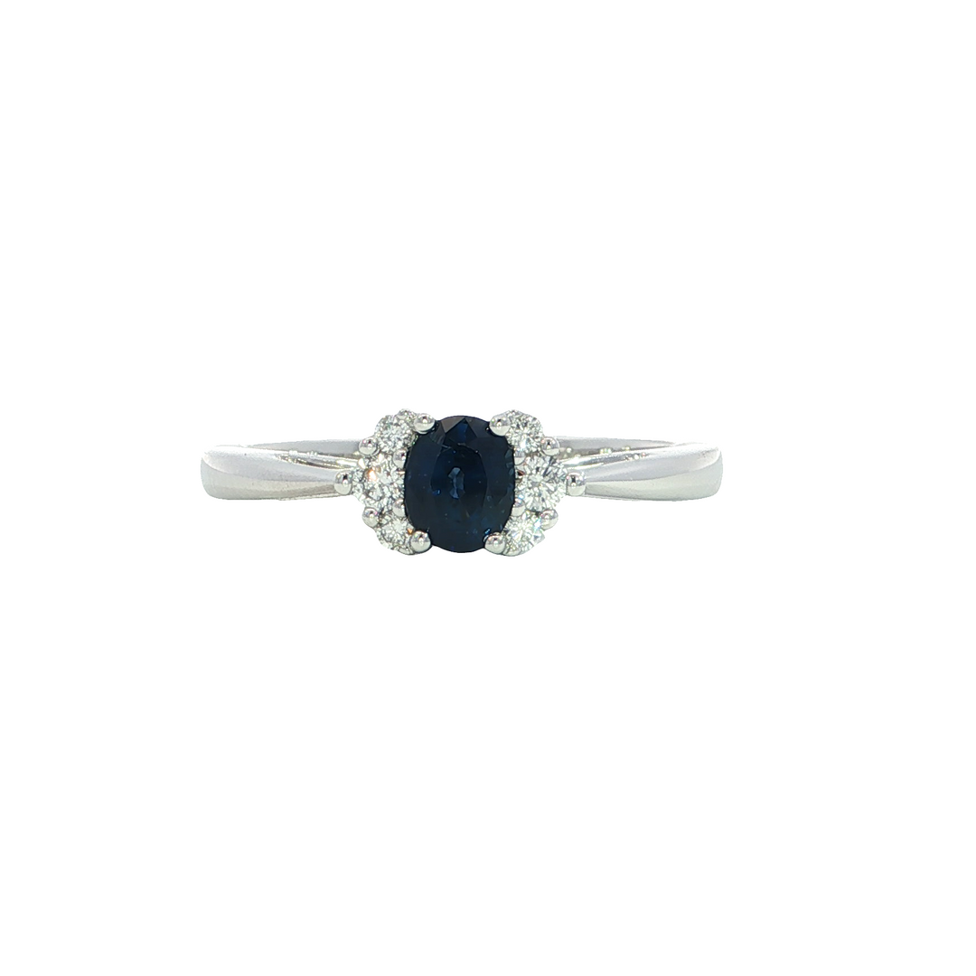 14k White Gold Oval Sapphire Ring