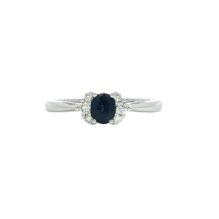 14k White Gold Oval Sapphire Ring