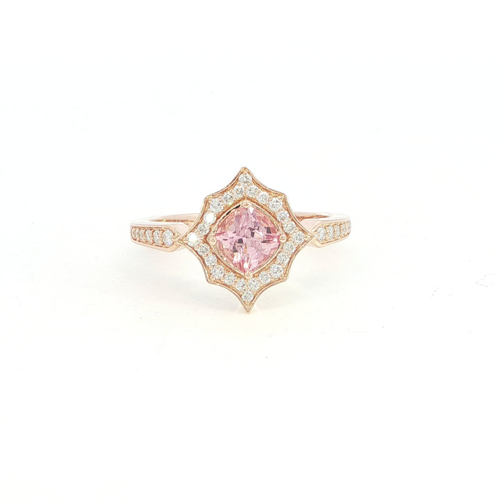 Eight-Point Star Shape 14k Rose Gold Cushion Lotus Ganet Vintage Eight-Point Star Shape Ring