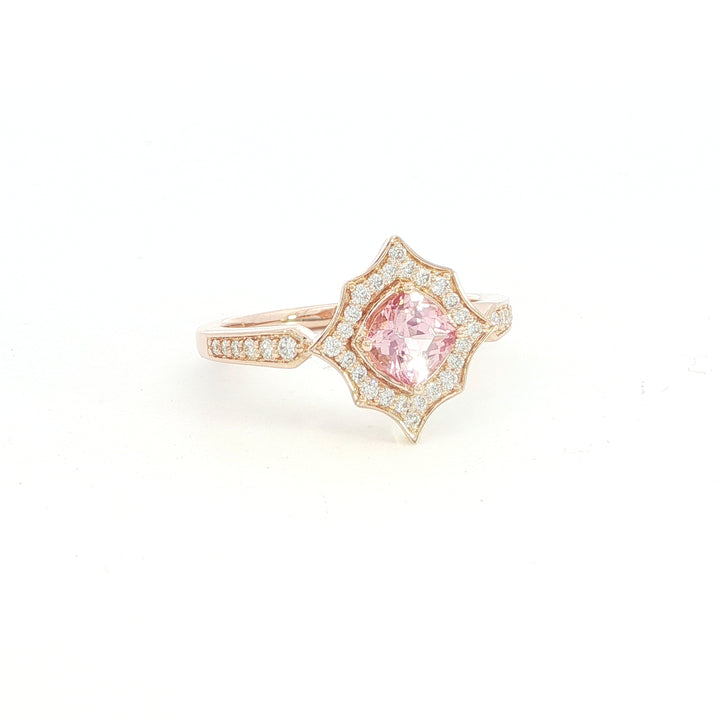 Eight-Point Star Shape 14k Rose Gold Cushion Lotus Ganet Vintage Eight-Point Star Shape Ring