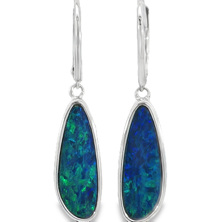 14k White Gold Opal Drop Earrings