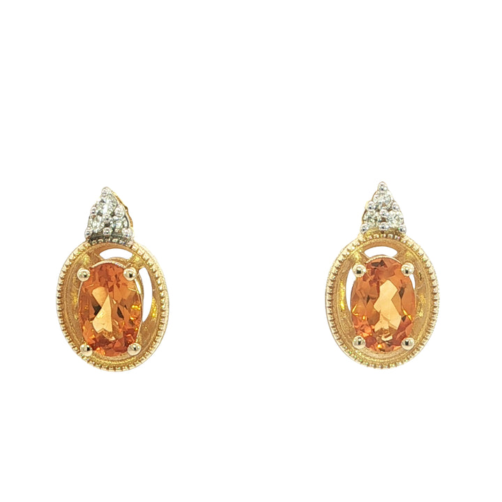 14k Yellow Gold Oval Citrine Post Earrings