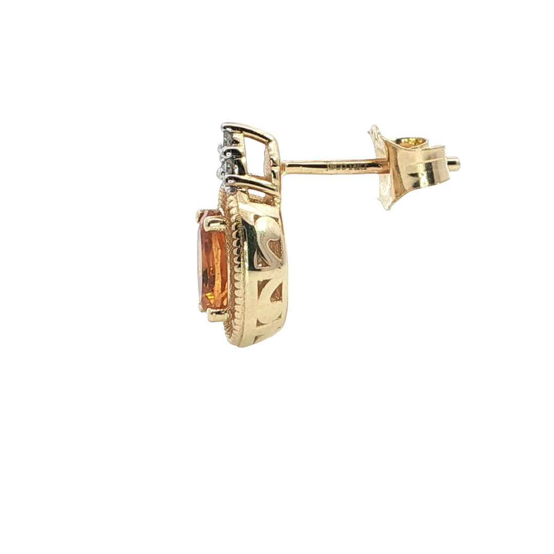 14k Yellow Gold Oval Citrine Post Earrings