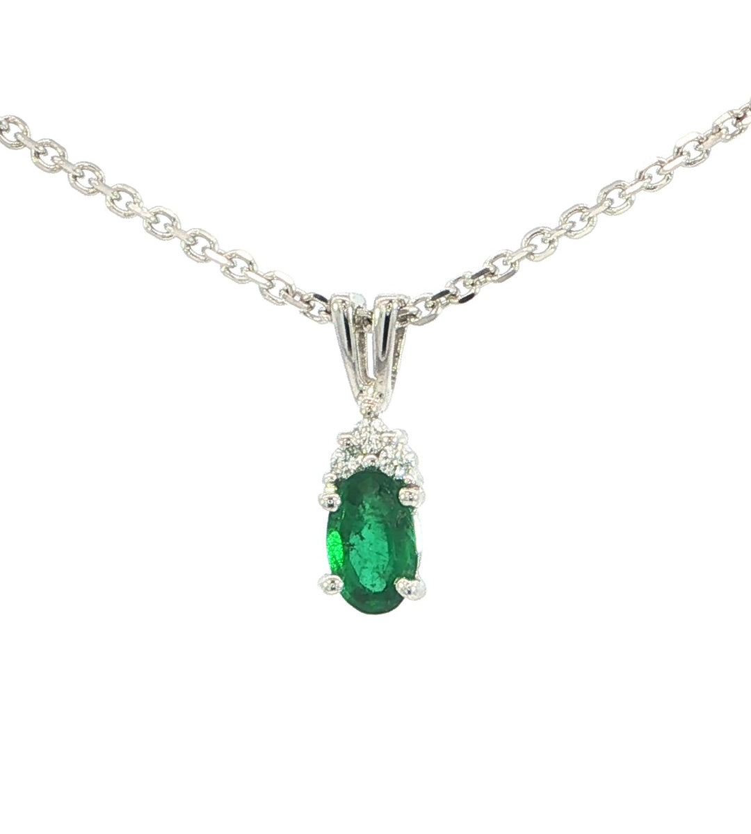 14kw Emerald and Diamond Pendant