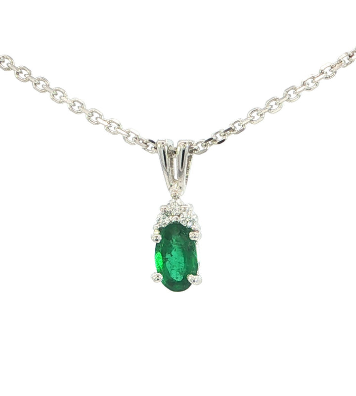 14kw Emerald and Diamond Pendant