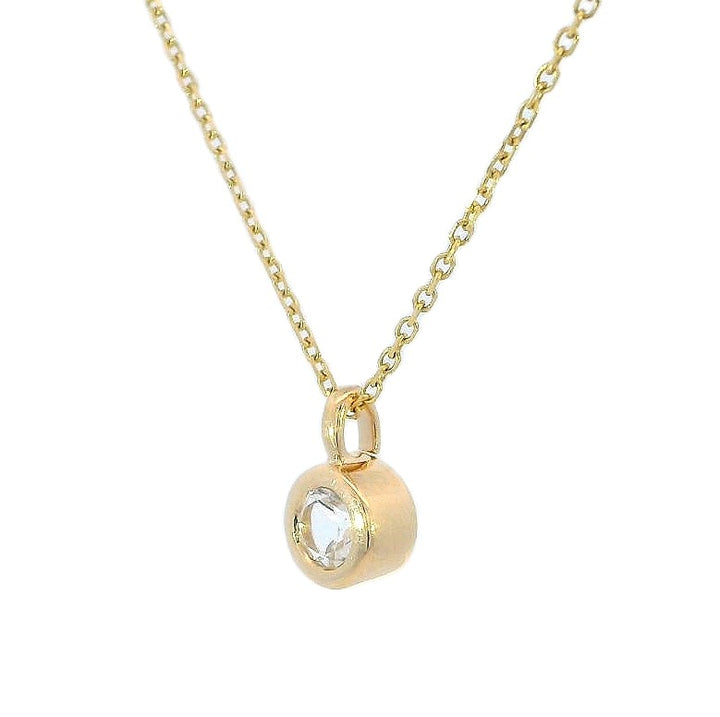 14k Yellow Gold Round White Topaz Solitaire Pendant