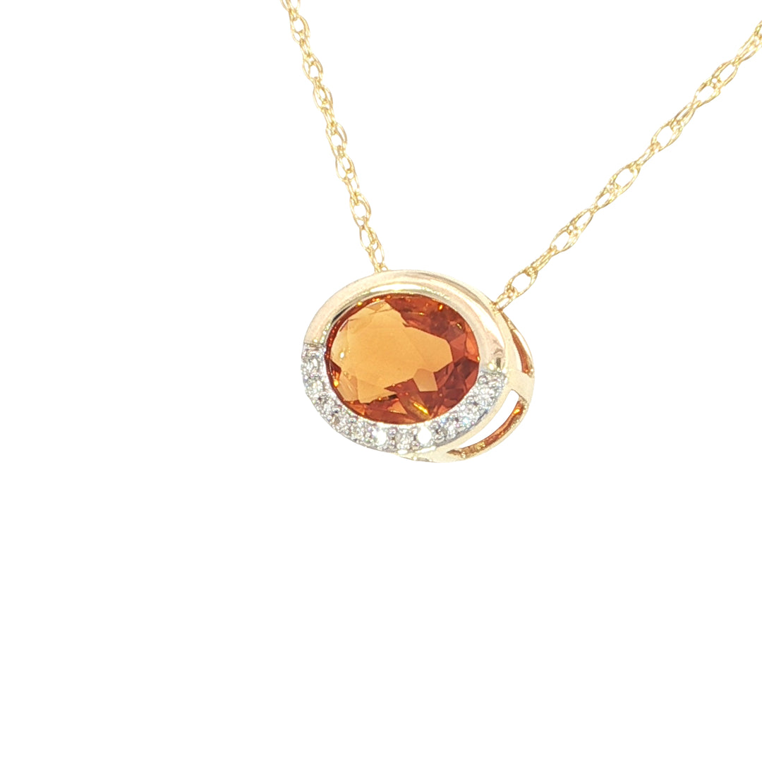 14k Yellow Gold Oval Citrine Bezel Set Pendant