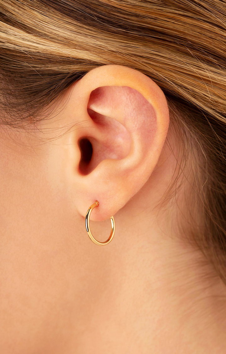 Tube Hoop 1.5x15mm Earrings 14k Yellow Gold Polished