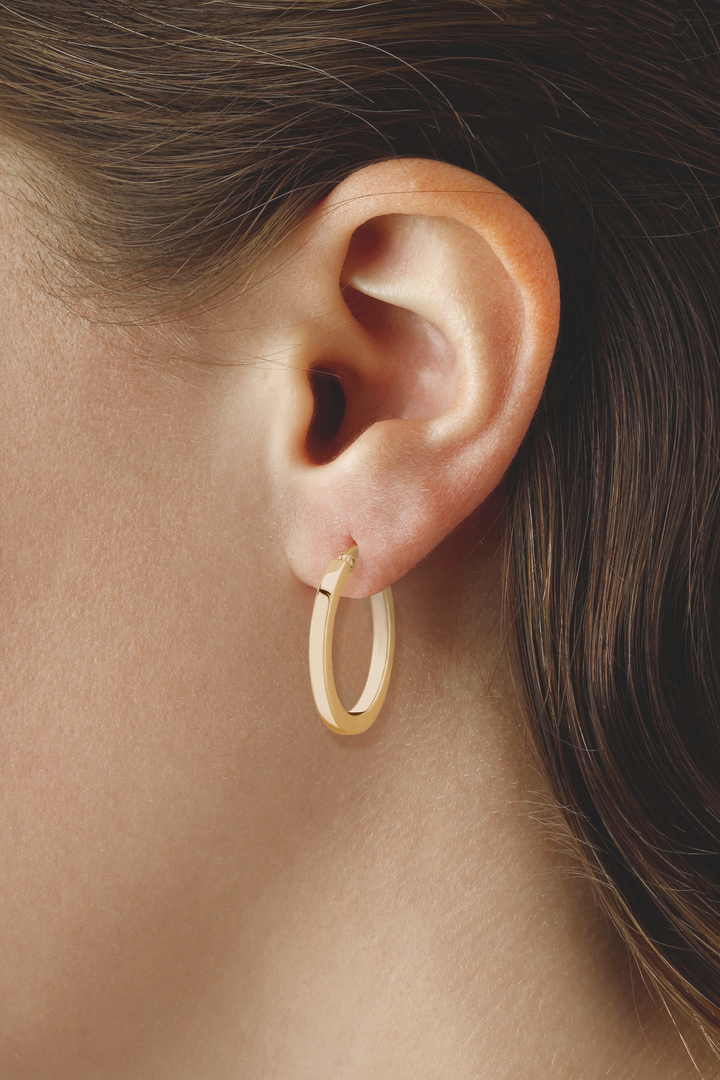 Tube Hoop 22mm Earrings 14k Yellow Gold Polished