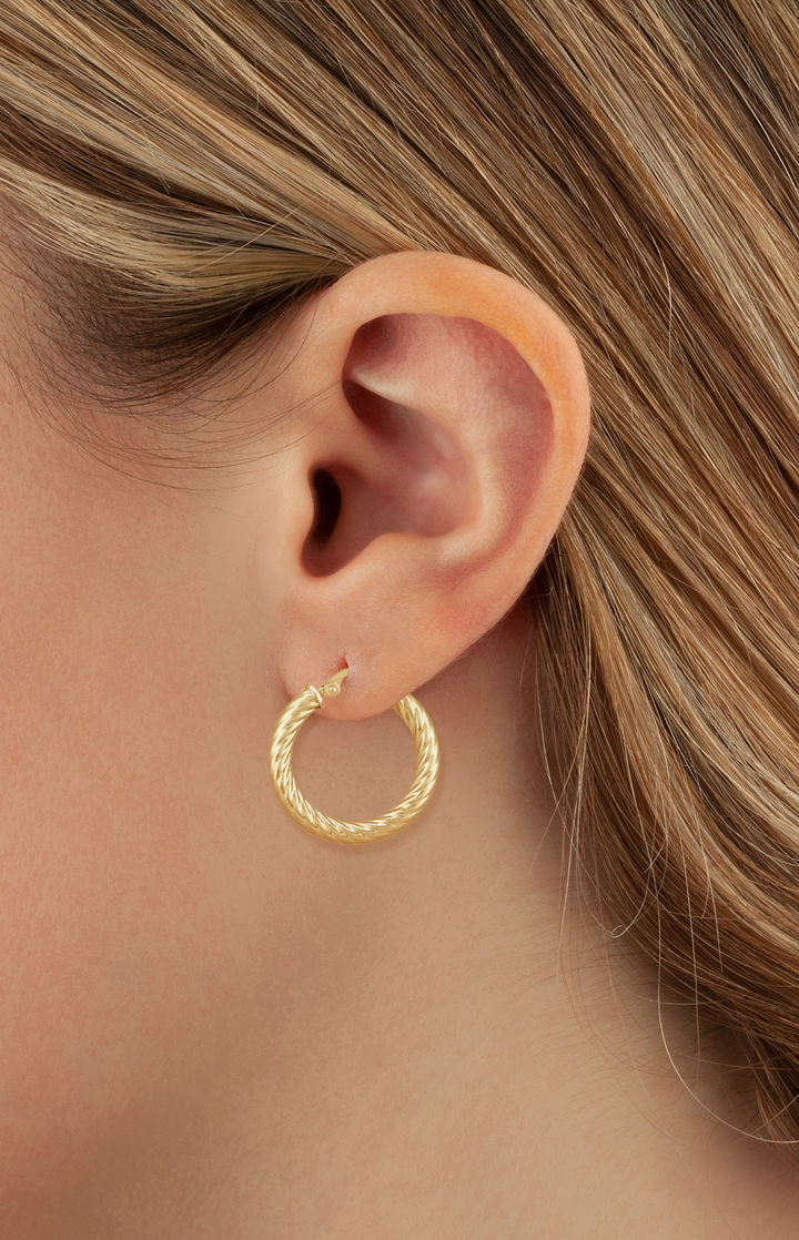 Twisted Hoop 13x9mm Earrings 14k Yellow Gold Polished