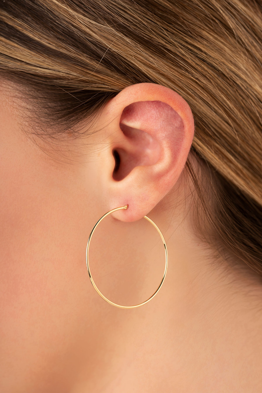 Tube Hoop 40mm Earrings 14k Yellow Gold Polished