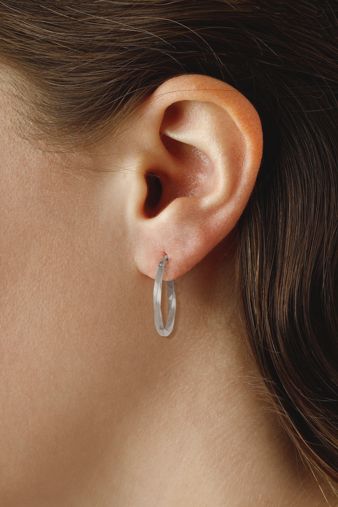 Twisted Hoop 1.8 x 18mm Earrings 14k White Gold Polished