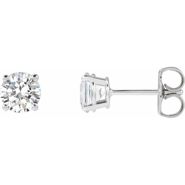 14k White Gold G Color, I2 Clarity 4 Prong Stud 1ct Total Natural Diamond Earrings