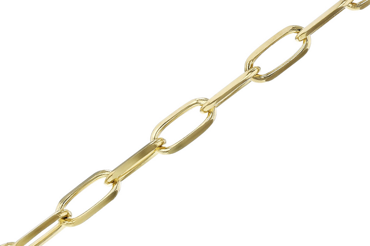 7 Inch Polished Paperclip Chain 14k Yellow Gold with Lobster Clasp