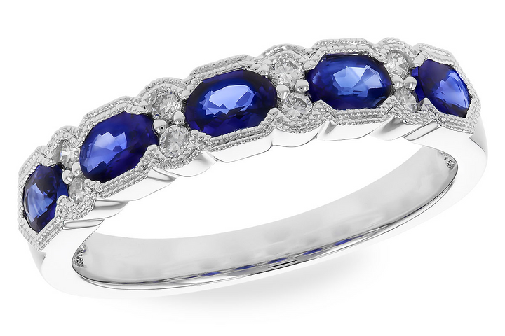 Sapphire & Diamond Band, 14k White Gold