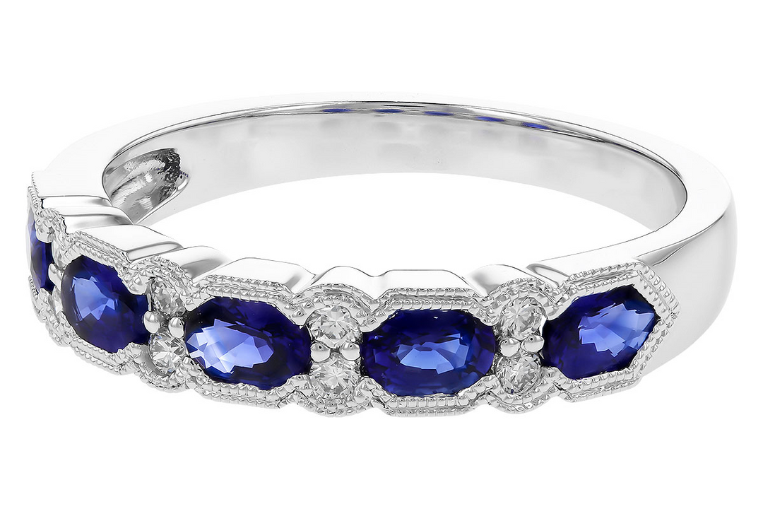 Sapphire & Diamond Band, 14k White Gold