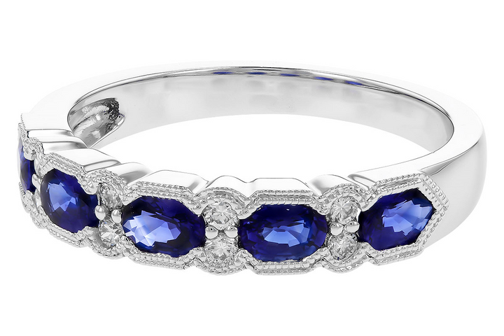 14k White Gold Oval Sapphire Vintage Wedding/Anniversary Ring