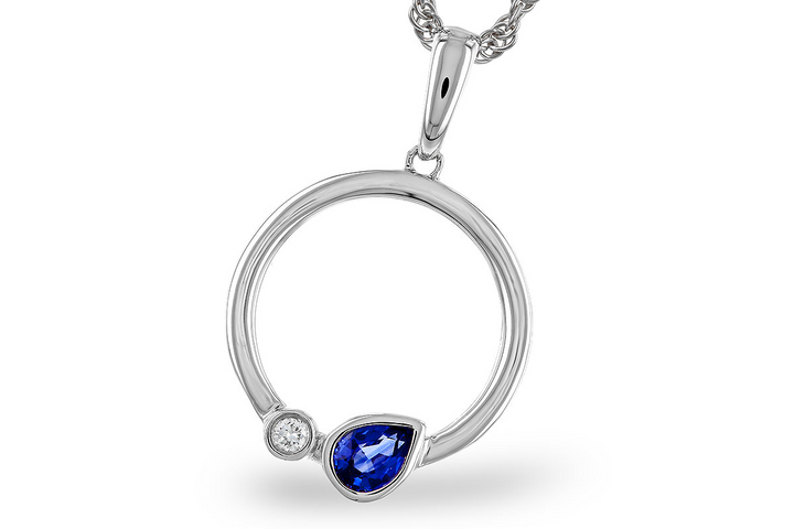14k White Gold Pear Sapphire Free Form Pendant