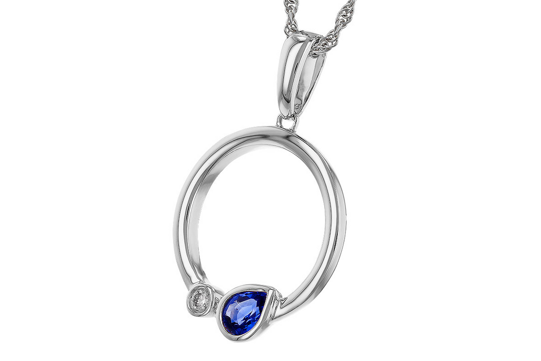 14k White Gold Pear Sapphire Free Form Pendant