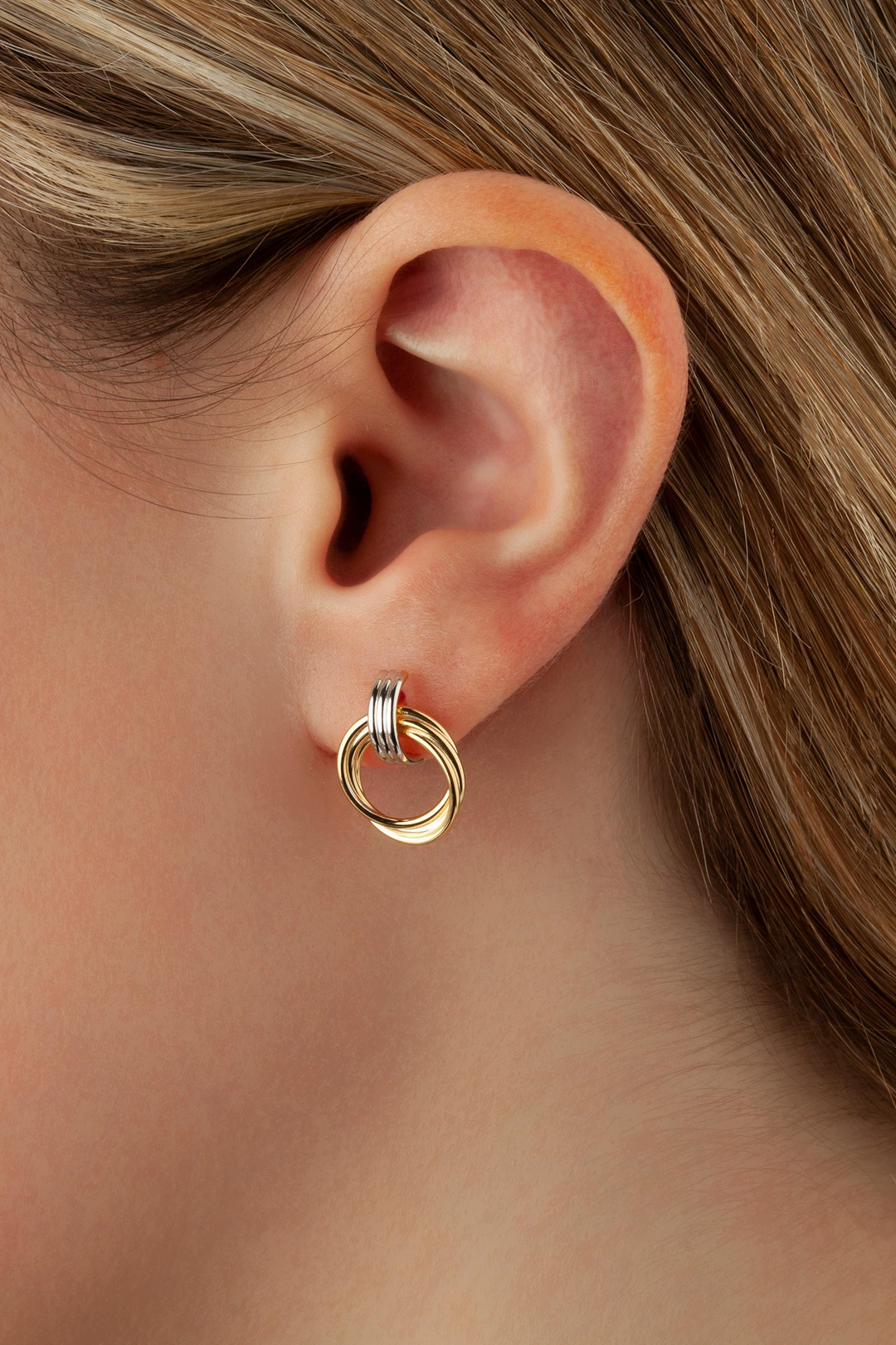 Love Knot Post Earrings 14k Two-Tone Polished