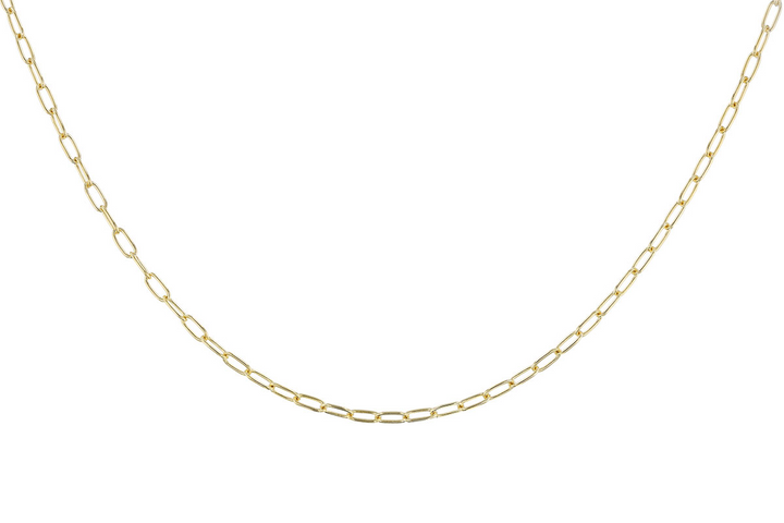 7 Inch Polished Paperclip Chain 14k Yellow Gold with Lobster Clasp