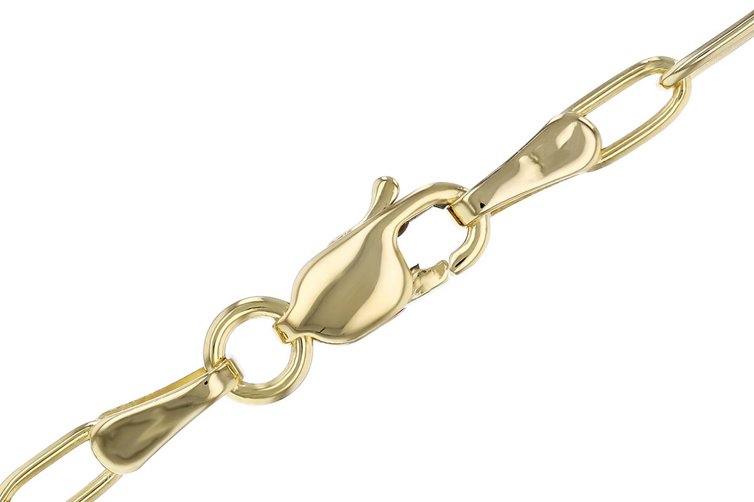 7 Inch Polished Paperclip Chain 14k Yellow Gold with Lobster Clasp