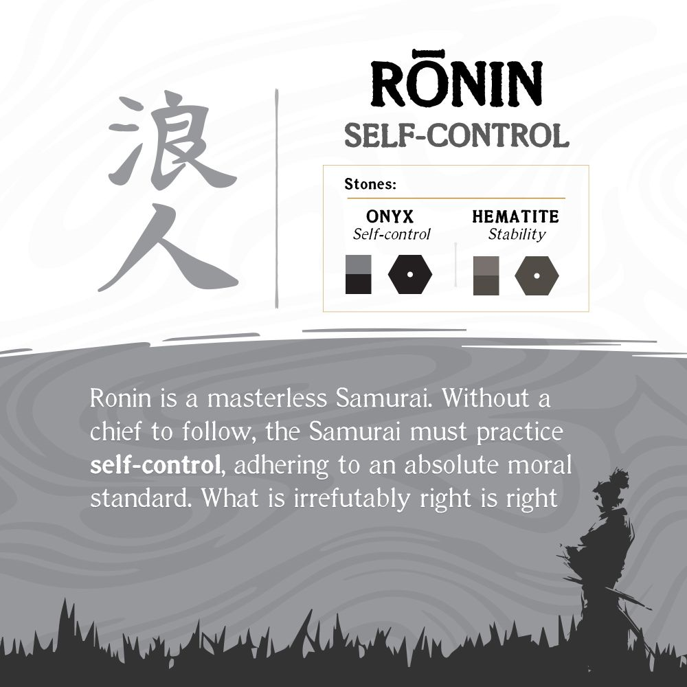 Bushido Virtue Bracelet - RONIN: Self-Control 7.75 inch