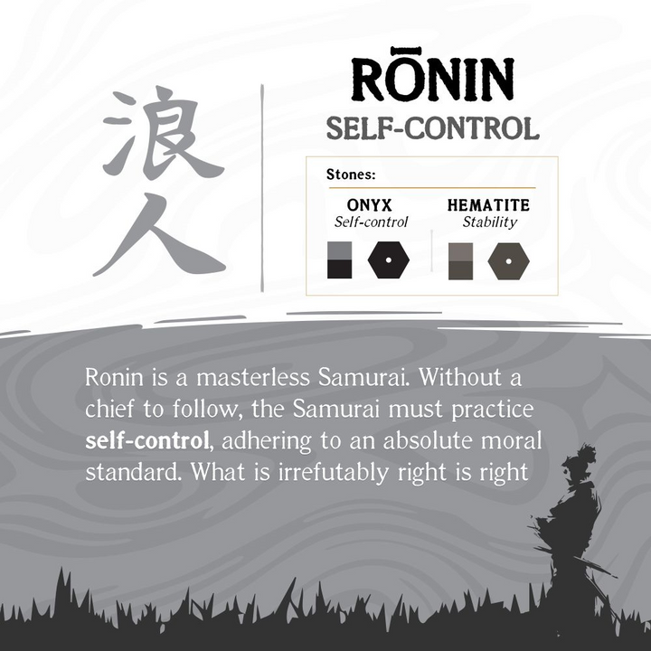 Bushido Virtue Bracelet - RONIN: Self-Control 7.75 inch