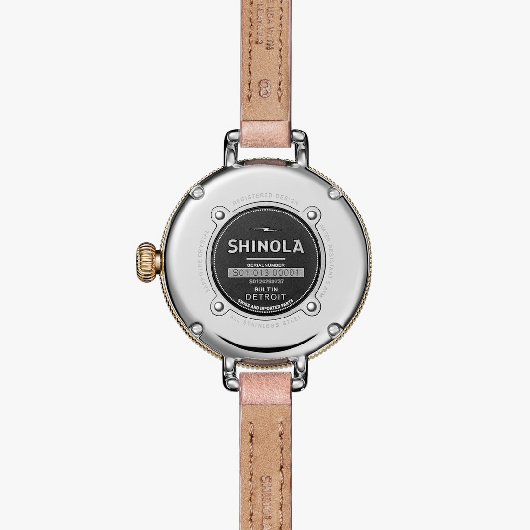 Shinola Pink Stripe Dial Birdy Women's 34mm Quartz Watch with Date S0120299737