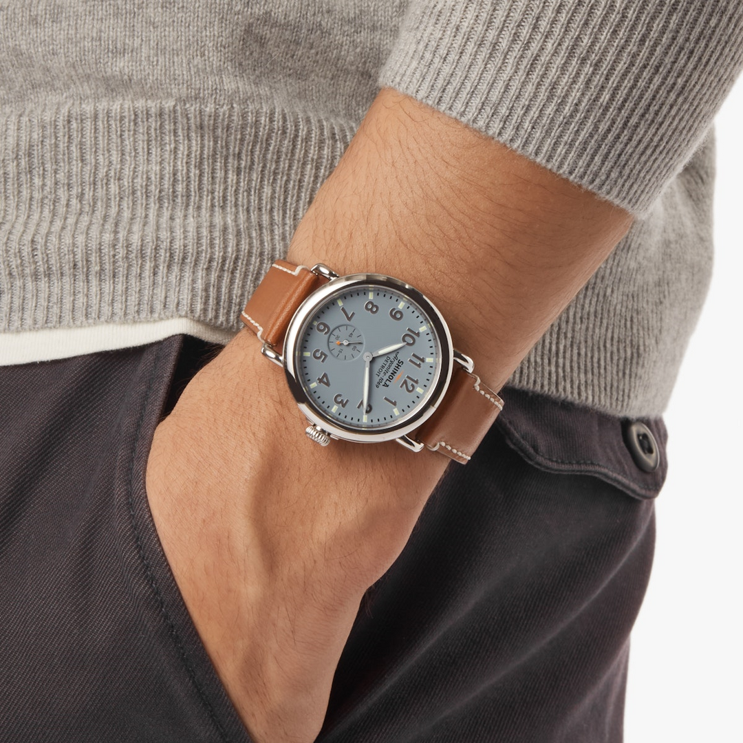 Shinola Slate Blue Dial Runwell Men's 41 mm Quartz Watch with Small Seconds S0110000024