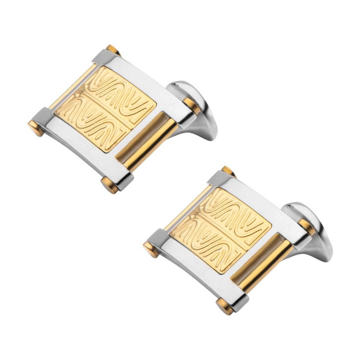 Square Stainless Steel Two-Tone Cuff Links