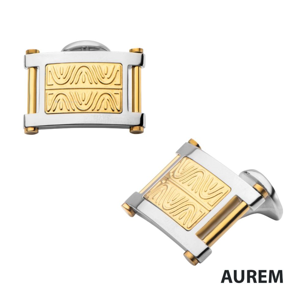Square Stainless Steel Two-Tone Cuff Links