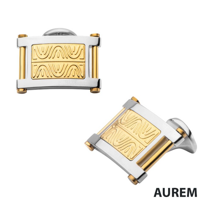 Square Stainless Steel Two-Tone Cuff Links