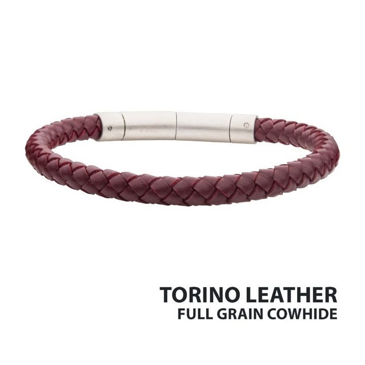 6mm Burgundy Genuine Full Grain Cowhide Leather Bracelet