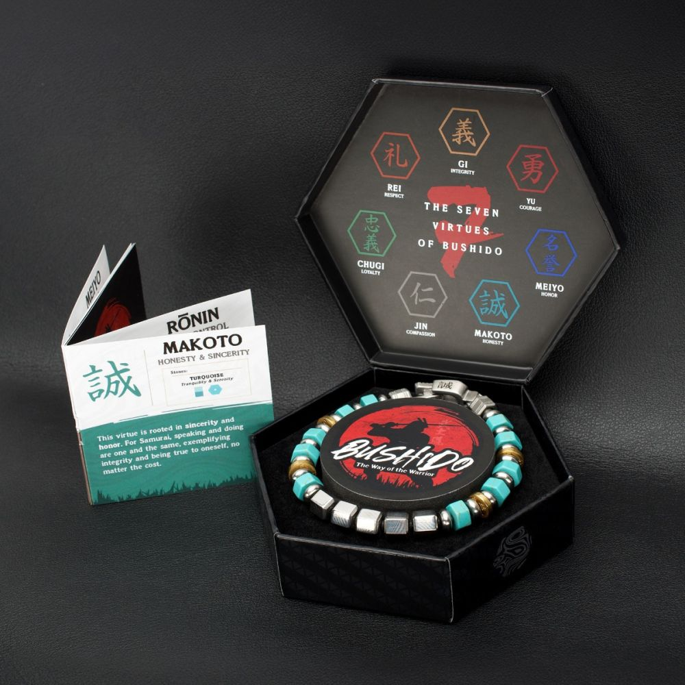 Mokume, Turquoise Bushido Honesty & Sincerity Bracelet. 7.75 inch