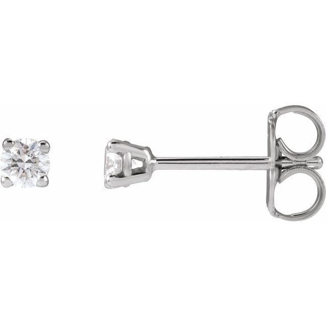14k White Gold G color, I2 clarity 4 Prong Stud .10ct Total Natural Diamond Earrings