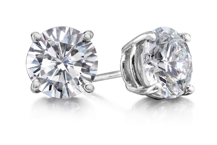 14k White Gold G Color, I2 Clarity 4 Prong Stud .40ct Total Natural Diamond Earrings