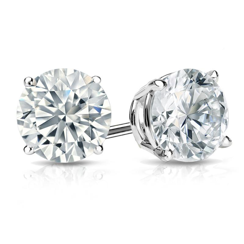 4.04 Total Lab Grown Diamond 4 Prong Stud Earrings D VS2 14k White Gold