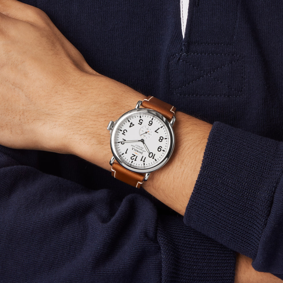Shinola White Dial Runwell Men's 47 MM Quartz Watch with Small Seconds S0110000010