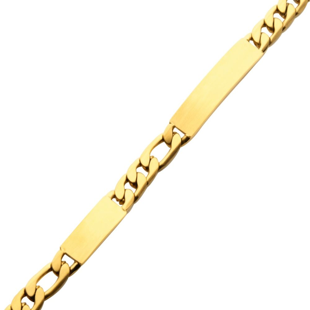 Double ID Plate with Curb Chain18K Gold IP