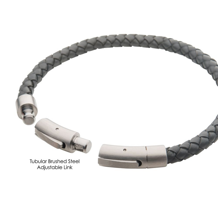 Genuine Leather Bracelet Grey