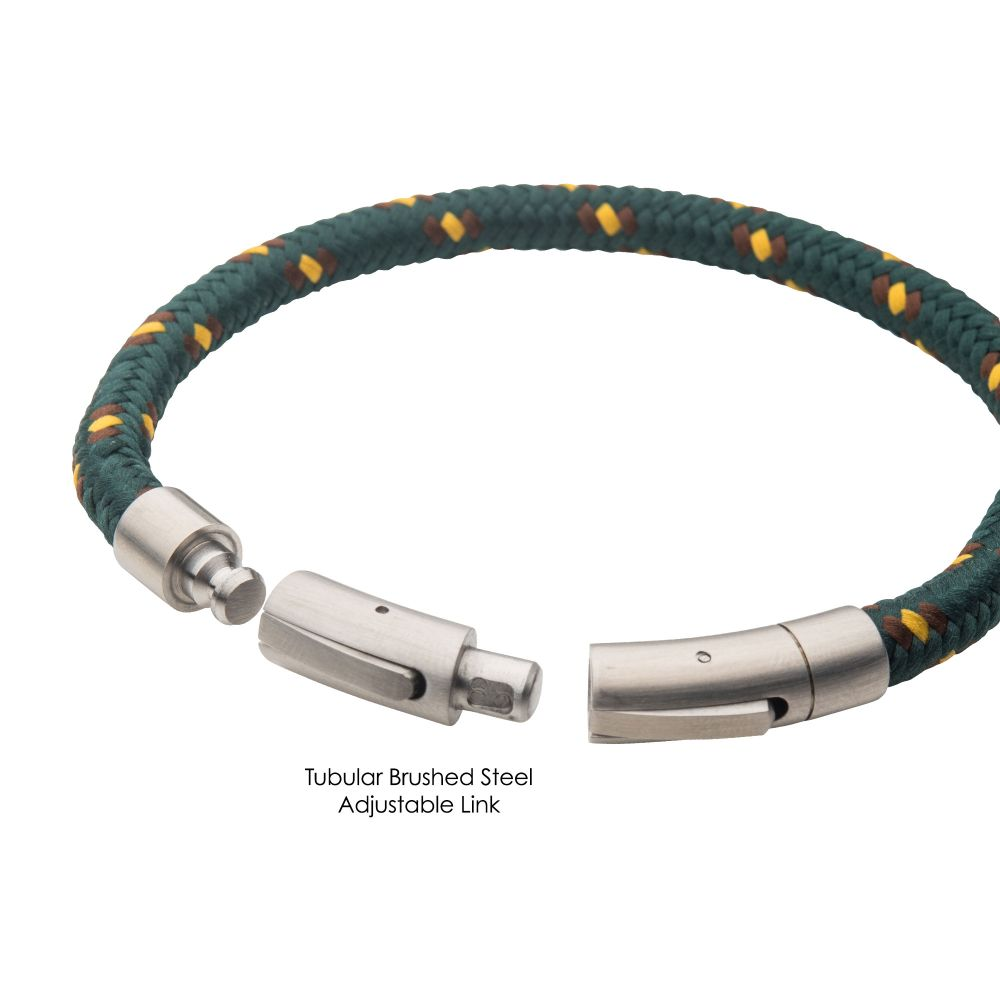 Green, Brown, with Yellow Nylon Bracelet