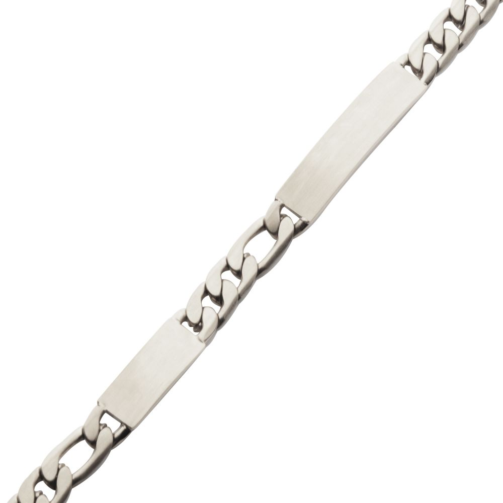 Stainless Steel Engravable Double ID Plate with Curb Chain Bracelet